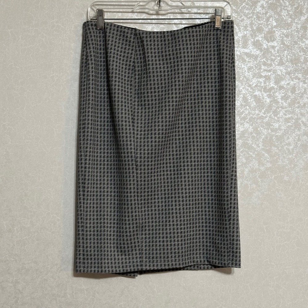 Liverpool Grey Houndstooth Pencil Skirt Midi Length Elastic Waist Stretch Sz‎ 6